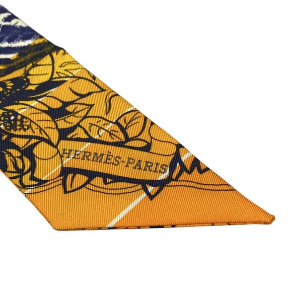 Auth HERMES Twilly - Orange Multi Scarf - Picture 4 of 4